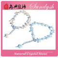 Handmade Light Blue Natural Crystal Beaded Stone Bracelet